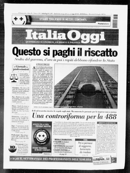 Italia oggi : quotidiano di economia finanza e politica